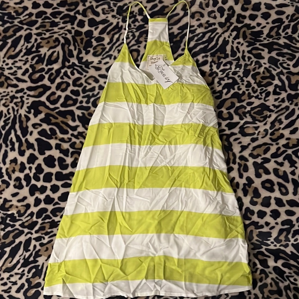 Green and white swimsuit cover up